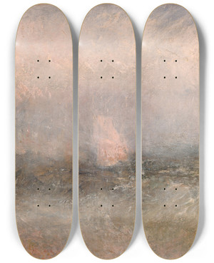 Triptych art skateboard deck of Joseph Mallord William Turner Off The Nore by Joseph Mallord William Turner (1775-1851)