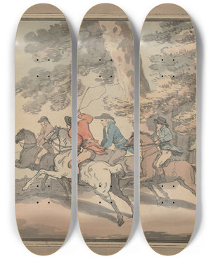 Triptych art skateboard deck of Thomas Rowlandson Hunt Scene by Thomas Rowlandson (1756-1827) Triptych art skateboard deck of Thomas Rowlandson Hunt Scene by Thomas Rowlandson (1756-1827)