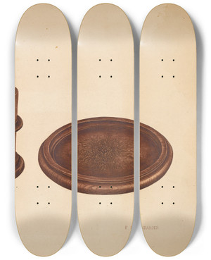 Triptych art skateboard deck of Paul Poffinbarger Tobacco Box by Paul Poffinbarger