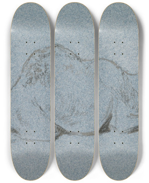 Triptych art skateboard deck of George Jones A Camel Resting Side View To The Right by George Jones (1786-1869)