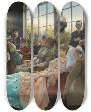 Triptych art skateboard deck of Julius Leblanc Stewart The Baptism by Julius Leblanc Stewart (1855-1919)