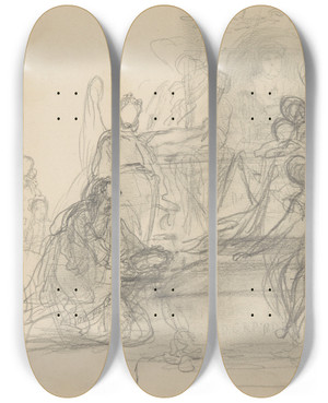 Triptych art skateboard deck of Henryk Siemiradzki Od Polek Szkic Kompozycji Przedstawiajcej Apoteoz Krla Jana Iii Sobieskiego by Henryk Siemiradzki (1843-1902)