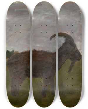 Triptych art skateboard deck of Paula Modersohnbecker Buerin Mit Zwei Ziegen Vor Gehft by Paula Modersohn-Becker (1876-1907)