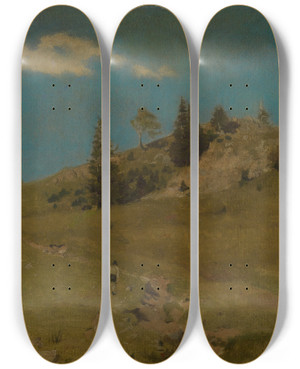 Triptych art skateboard deck of Hans Thoma Schwarzwaldhhe by Hans Thoma (1839-1924)
