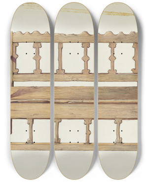 Triptych art skateboard deck of Dana Bartlett Bench by Dana Bartlett