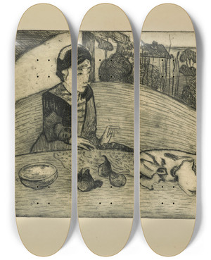 Triptych art skateboard deck of Paul Gauguin La Femme Aux Figues by Paul Gauguin (1848-1903)