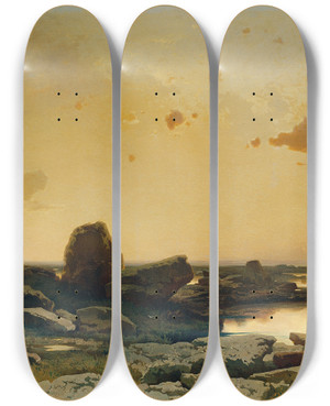 Triptych art skateboard deck of August Schaeffer Von Wienwald Helgoland by August Schaeffer Von Wienwald (1833-1916)