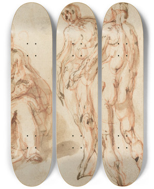 Triptych art skateboard deck of Cesare Pollini The Adoration Of The Shepherds by Cesare Pollini (1560-1630)