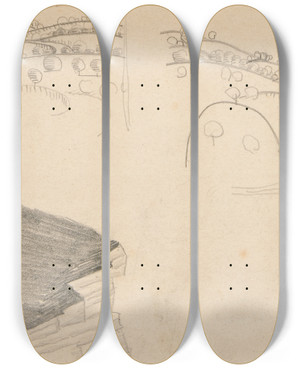 Triptych art skateboard deck of Viking Eggeling Original Drawings 23 by Viking Eggeling (1880-1925)