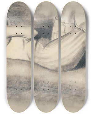 Triptych art skateboard deck of Karl Wiener Ohne Titel_14 by Karl Wiener (1901-1949)