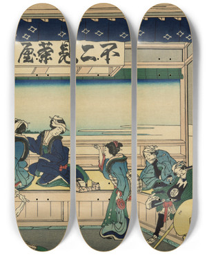 Triptych art skateboard deck of Katsushika Hokusai Tkaid Yoshida by Katsushika Hokusai (1760-1849)