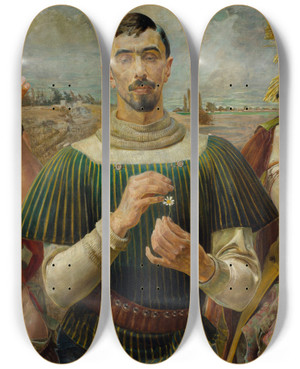 Triptych art skateboard deck of Jacek Malczewski Polish Hamlet Portrait Of Aleksander Wielopolski by Jacek Malczewski (1854-1929)