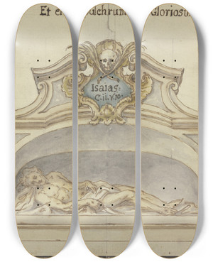Triptych art skateboard deck of Johann Georg Bergmller Christ In The Tomb by Johann Georg Bergmuller (1688-1762)