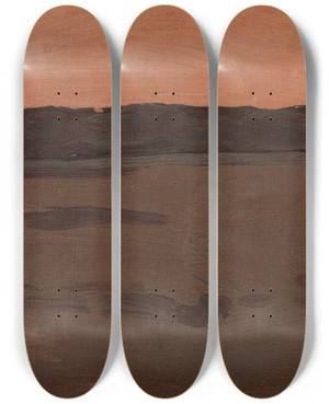 Triptych art skateboard deck of Gustav Kampmann Abendstimmung by Gustav Kampmann (1859-1917)