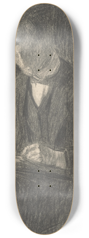 Eduard Putra - Study of a Man Reading a Book 8.25 inch art skate deck