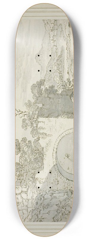 Abraham Genoels II - Landscape with Fountain 8.25 inch art skate deck