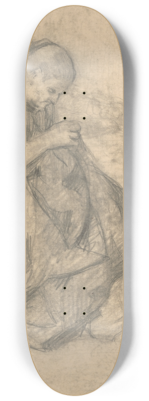 Eduard Putra - Study of a Seated Woman Sewing 8.25 inch art skate deck