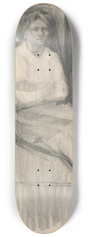 Eduard Putra - Study of a Seated Woman with Crossed Arms 8.25 inch art skate deck