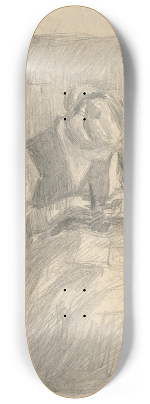 Eduard Putra - Study of a Steated Woman Sewing 8.25 inch art skate deck