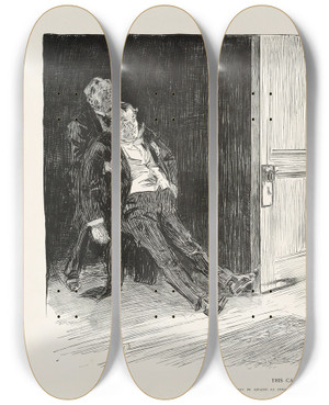 Triptych art skateboard deck of Charles Dana Gibson This Can Happen_1 by Charles Dana Gibson (1867-1944)