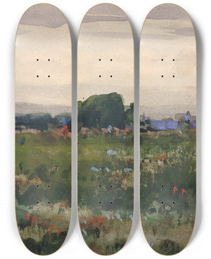 Triptych art skateboard deck of William Henry Holmes Michigan by William Henry Holmes (1846-1933)
