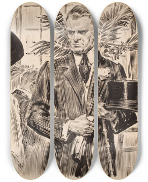 Triptych art skateboard deck of James Montgomery Flagg The Profiteers by James Montgomery Flagg (1877-1960)