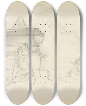 Triptych art skateboard deck of Henryk Siemiradzki Szkic Do Kompozycji Przedstawiajcej Apoteoz Krla Jana Iii Sobieskiego by Henryk Siemiradzki (1843-1902)