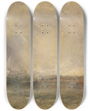 Triptych art skateboard deck of Joseph Mallord William Turner Stormy Sea Breaking On A Shore by Joseph Mallord William Turner (1775-1851)