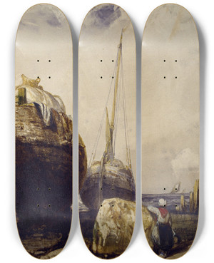 Triptych art skateboard deck of Eugne Isabey Fishing Boats by Eugene Isabey (1803-1886) Triptych art skateboard deck of Eugne Isabey Fishing Boats by Eugene Isabey (1803-1886)