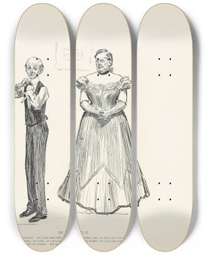 Triptych art skateboard deck of Charles Dana Gibson He Doubted It_1 by Charles Dana Gibson (1867-1944)