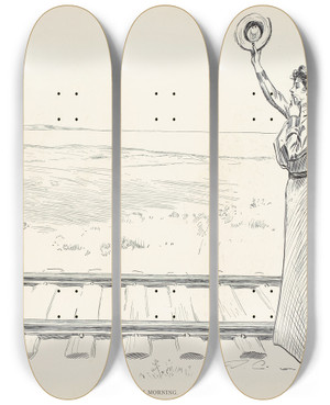 Triptych art skateboard deck of Charles Dana Gibson Monday Morning_1 by Charles Dana Gibson (1867-1944)