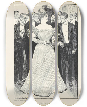 Triptych art skateboard deck of Charles Dana Gibson The Mother Indian Summer_1 by Charles Dana Gibson (1867-1944)