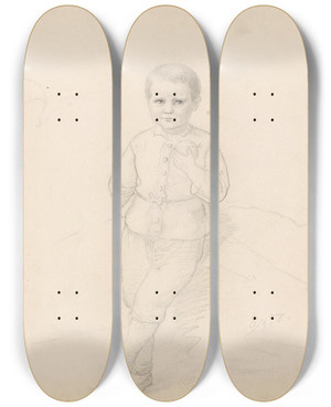 Triptych art skateboard deck of Adolph Tidemand Clas Tidemand by Adolph Tidemand (1814-1876)