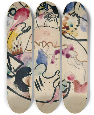 Triptych art skateboard deck of Wassily Kandinsky Aquarell Nr 8 Jngster Tag by Wassily Kandinsky (1866-1944)