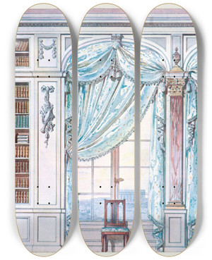 Triptych art skateboard deck of Georges Rmon Bibliothque Louis Xvi by Georges Remon (1889-1963)
