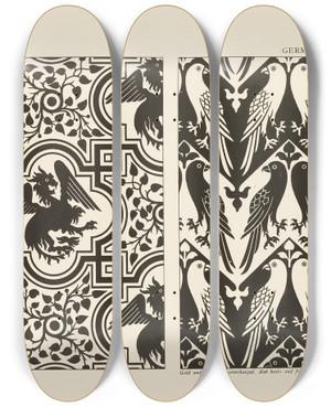 Triptych art skateboard deck of George Ashdown Audsley Outlines Of Ornament In The Leading Styles Pl41 by George Ashdown Audsley (1838-1925)