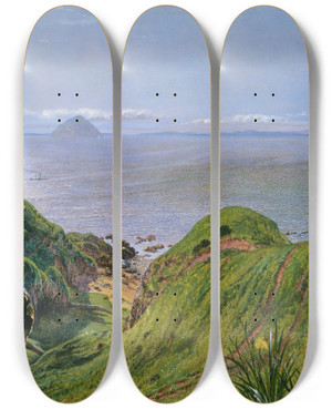 Triptych art skateboard deck of William Bell Scott Ailsa Craig by William Bell Scott (1811-1890)