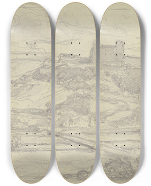 Triptych art skateboard deck of Jacob Happ Willibaldsburg by Jacob Happ (1861-1936)