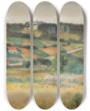 Triptych art skateboard deck of Lon Spilliaert Gezicht Op Sintgenesiusrode by Leon Spilliaert (1881-1946)