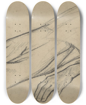 Triptych art skateboard deck of Richard Nicolas Roland Holst Onderlichaam Van Een Liggende Man by Richard Nicolaus Roland Holst (1868-1938)