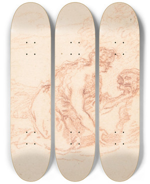 Triptych art skateboard deck of Joachim Von Sandrart Mary Magdalen Penitent by Joachim Von Sandrart (1609-1688)