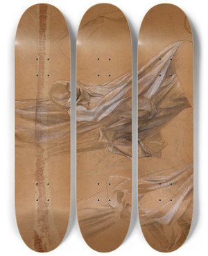 Triptych art skateboard deck of Lucolivier Merson Etude De Femme Drape Et Tude De La Draperie by Luc-Olivier Merson (1846-1920)