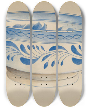 Triptych art skateboard deck of Margaret Stottlemeyer Fruit Bowl by Margaret Stottlemeyer