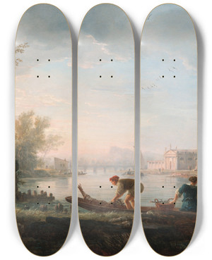 Triptych art skateboard deck of Claudejoseph Vernet The Four Times Of Day Morning by Claude Joseph Vernet (1714-1789) Triptych art skateboard deck of Claudejoseph Vernet The Four Times Of Day Morning by Claude Joseph Vernet (1714-1789)