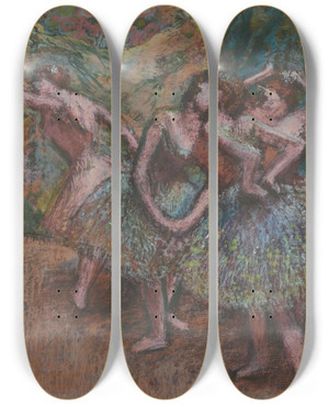 Triptych art skateboard deck of Edgar Degas Ballet Scene by Edgar Degas (1834-1917)