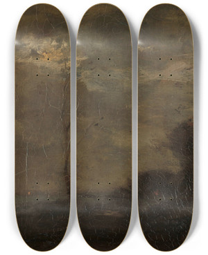 Triptych art skateboard deck of Jacob Maris Vaart Bij Maanlicht by Jacob Maris (1837-1899)