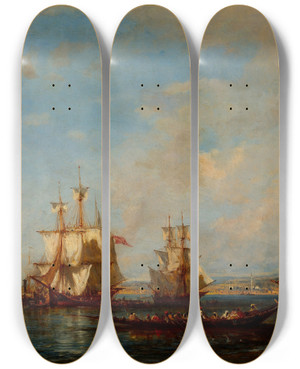 Triptych art skateboard deck of Flix Ziem Caiques And Sailboats At The Bosphorus by Felix Ziem (1821-1911) Triptych art skateboard deck of Flix Ziem Caiques And Sailboats At The Bosphorus by Felix Ziem (1821-1911)