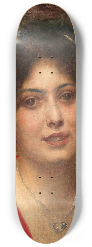 Eduard Veith - Portrait of a Young Woman in a Red Dress 8.25 inch art skate deck