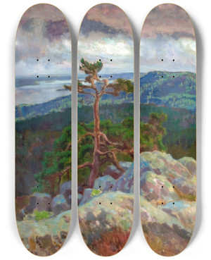 Triptych art skateboard deck of Eero Jrnefelt Koli by Eero Jarnefelt (1863-1937)