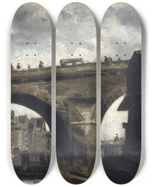 Triptych art skateboard deck of Louisgodefroy Jadin Le Pont Et La Pompe Notredame by Louis-Godefroy Jadin (1805-1882) Triptych art skateboard deck of Louisgodefroy Jadin Le Pont Et La Pompe Notredame by Louis-Godefroy Jadin (1805-1882)